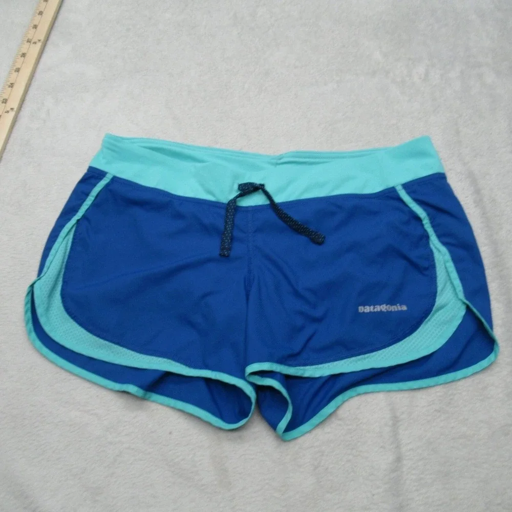 Patagonia‎ Strider Shorts Women Small Blue Drawstring Liner Hiking Gym Run 2.5" - Picture 2 of 16